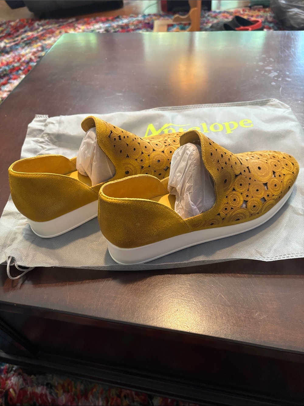Antelope J33 Suede Mustard Yellow Slip-On Sailor Flats NWT